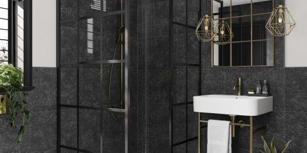 Black Mineral Tile 600 X 600